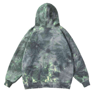 Sweat-shirt à capuche tie-dye pour homme, coupe ample, manches régulières, en coton tricoté, décontracté, pour l'automne, avec poche avant - Product Image 4