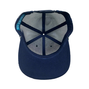 OEM Woven Patch Logo <b>Navy</b> 6-Panel Structured Trucker Cap with Rope Custom Private Label Mesh <b>Hat</b> for Business Wholesale - Product Image 3