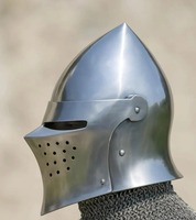 Casco Medieval de Caballero Hecho a Mano en Acero al Carbono, Réplica de Armadura de Cruzado, Color Personalizado, Impresión Offset, para Reenactamiento