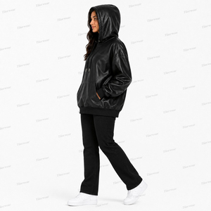 <b>Women's</b> <b>Black</b> Oversized Hoodie <b>Fleece</b> Sweatshirt With Pockets Regular Fit Autumn Wear - Product Image 2