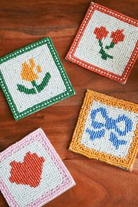Handmade Seed <b>Beaded</b> Embroidery <b>Coaster</b> Cup Mat Tea Coffee Glass Holder Table Protection Dining Accessories Home Decoration - Product Image 6