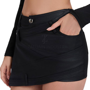 Jupe cargo en cuir de qualité supérieure pour femmes, style taille haute, design multi-poches, fabrication sur mesure, fourniture directe d'usine - Product Image 3