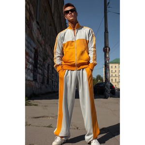 Chándal de hombre con bloques de color, cremallera completa, cuello alto, ajuste holgado, estilo urbano, primavera, 100% poliéster, transpirable, sencillo - Product Image 6