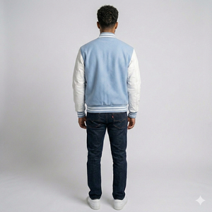 Chaqueta Varsity Moderna de Lona y Cuero para Hombre, Impermeable, Resistente al Viento, Transpirable, Ecológica, de Secado Rápido, Corte Regular, Cuello Alto - Product Image 2