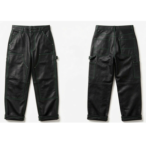 Pantalon de travail droit coupe ample pour homme en similicuir, pantalon en similicuir personnalisé pour homme, bas en PU de bonne qualité, vente chaude - Product Image 2