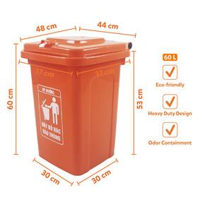 Contenedor de Basura de Plástico para Exteriores, Grande, 60L, Multicolor |   Contenedor de Basura Resistente a Olores para Lugares Públicos, Escuelas y Parques - Product Image 4