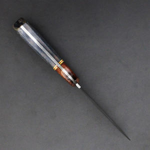 Cuchillo de acero de Damasco de hoja fija para exteriores, mango de asta de ciervo, espiga completa, punta de gota, grado industrial, alta calidad, 3 años de garantía, para camping - Product Image 5