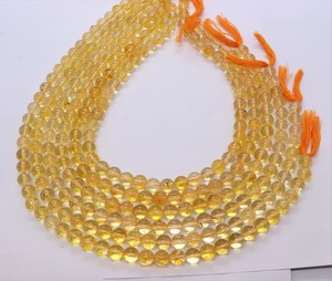ลูกปัดพลอยซิทรินธรรมชาติ ขนาด 8-9 มม. รูปทรงกลมเรียบ 15 นิ้ว สีทองใส สำหรับทำเครื่องประดับ ขายส่ง - Product Image 1