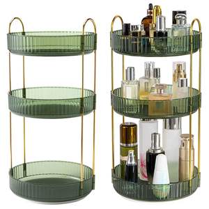 "3 Tier <b>Rotating</b> Makeup Organizer 360 Spinning 55LBS Load Capacity 55L Storage 3-Tier <b>Shelves</b> for Cosmetics Perfumes Lotion" - Product Image 1