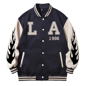 Chaqueta Varsity para Hombre, Nueva Colección, con Estampado Gráfico y Parches, Estilo Urbano, Chaqueta Bomber Holgada, Chaqueta Deportiva de Béisbol - Product Image 1