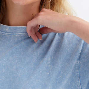 Camiseta de Manga Corta para Mujer, de Alta Calidad, Poliéster/Algodón, Lavado Ácido, con Logotipo Personalizado, Ajustada, Transpirable, para Verano - Product Image 3