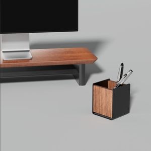 Wholesale Large Capacity Walnut Wood Handmade Modern Single Desktop Pen Container Pencil Holder Stationery Storage Box <b>Home</b> - Product Image 4