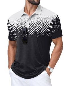 Polo à manches courtes en tricot à pois noirs et blancs pour homme, style décontracté et respirant, faible MOQ, polos pour homme - Product Image 2