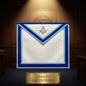 Tablier de Maître Maçon sur mesure fait main en fil d'or, avec bordure en velours bleu, pour la franc-maçonnerie - Product Image 6