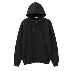 Sweat-shirt à capuche zippé en coton noir pour homme, coupe classique, décontracté, manches longues, couleur unie, fermeture éclair intégrale, poche avant, idéal pour l'automne - Product Image 4