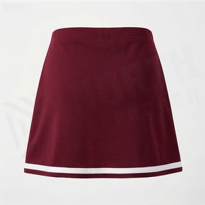 Mini-jupe asymétrique bordeaux pour femme avec bordure blanche, design sportif, taille élastique, tissu polyester respirant - Product Image 2