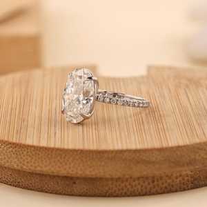 Oval Engagement <b>Ring</b> With Moissanite Band Classic Luxury <b>Statement</b> <b>Ring</b> 925 Sterling <b>Silver</b> Jewelry - Product Image 2