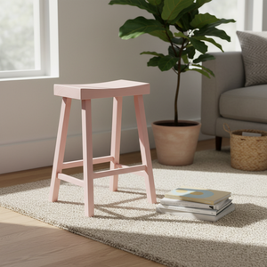 Taburete Alto Redondo Moderno de Madera de Caucho - Duradero y Ligero - Product Image 4