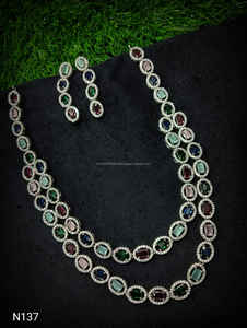 Classic American Diamond Bridal Jewelry Set Two-Piece <b>Necklace</b> <b>and</b> <b>Earrings</b> for Wedding Fashionable Classic Style - Product Image 4