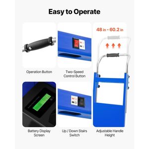 Camions de main s'élevants électriques bleus de capacité du chariot 880lbs d'escalier pour l'usage de bureau - Product Image 6