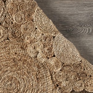 Tapis rond en jute, style bohème, couleur unie, tissage plat, pour salon, nettoyage facile, épaisseur fine - Product Image 3