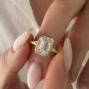 3 Carat <b>Emerald</b> Cut E VVS2 Lab Grown Diamond Bezel Set Solitaire <b>Ring</b> , Art Deco <b>Emerald</b> Diamond <b>Ring</b> , 14k Gold, IGI Certified - Product Image 2