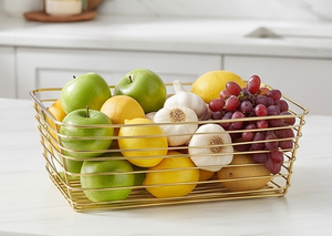 Modern <b>Rectangle</b> Metal Wire <b>Storage</b> <b>Basket</b> With Handles Multi-Purpose Neatening Organizer Stylish Home Accent - Product Image 3