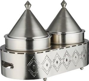 Ensemble de casseroles en acier inoxydable avec couvercle conique, isolé, écologique, durable, chauffe-plats, design moderne de luxe oriental pour fêtes, 24 cm - Product Image 1