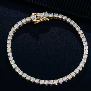 High Quality IGI Certified Hip Hop Bling Tennis Chain Necklace with Moissanite Stones Gold Plated Unisex Available Best Price - Product Image 1