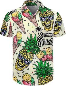 Chemise tropicale pour homme à manches courtes, imprimé hawaïen, décontractée, boutonnée, pour la plage, été, motif floral coloré, en coton - Product Image 4