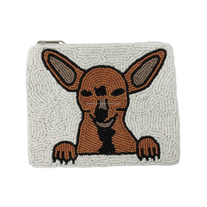 Pochette unisexe brodée main Chihuahua avec perles et fermeture éclair, multicolore, mignonne, pour amoureux des animaux, accessoire de mode - Product Image 4