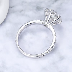 Bague de fiançailles en or blanc pour femme, diamant taille brillant rond, certifié IGI, style classique - Product Image 6