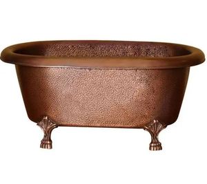 Baignoire autoportante à base garnie, design abordable, en cuivre antique, cuivre martelé de luxe, double baignoire à pattes - Product Image 1