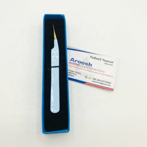 Haute Qualité Professionnel En Acier Inoxydable Bébé Bleu Enduit Extension De Cils Pince À Épiler Pointu Or En Gros Durable Élégant - Product Image 2