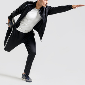 ชุดวอร์มฤดูหนาวแบบสองชิ้น ชุดกีฬาจ็อกเกอร์ ระบายอากาศได้ดี น้ำหนักเบา สไตล์ฮิปฮอป ลายทาง ชุดออกกำลังกาย มีเชือกผูก เสื้อคลุม - Product Image 2