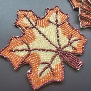 Handmade Beaded Maple Leaf Drinking Straws Luxury Eco-Friendly Portable Washable Reusable Fabric <b>Bar</b> <b>Mats</b> Classic Autumn Design - Product Image 4