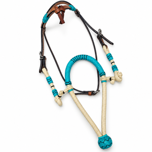 Harnais pour cheval en corde tressée avec détails en cuir brut |   Sangles en cuir réglables, équipement équestre durable pour l'entraînement à l'équitation, harnais - Product Image 1