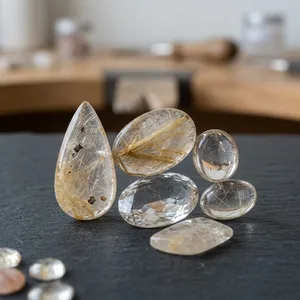 BAITHU GEMS MINERALS หินควอตซ์รูไทล์สีทองธรรมชาติขัดเงาสวยงาม  ปรับแต่งได้สำหรับการทำสมาธิ พลังงานบำบัด และเรอิกิ - Product Image 4