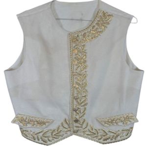 Chaleco Blanco Bordado con Frente Abierto, Estilo Medieval, Steampunk, Napoleónico, Francés - Product Image 3