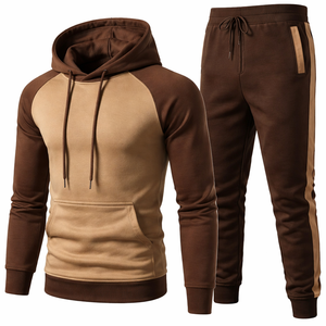 Conjunto Deportivo de Sudadera con Capucha y Pantalones Jogger, Estilo Urbano, Dos Tonos, con Bolsillo Canguro, para Hombre, Invierno, Gimnasio, Deporte, 100% Algodón, 2026 - Product Image 6