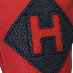 Red Synthetic Leather <b>Golf</b> Headcover with Geometric H Logo and Stripes <b>Golf</b> Hybrid Headcover Red White Blue Vintage Leather - Product Image 6