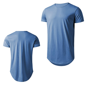 T-shirt à manches courtes pour homme, bleu, col rond, coupe classique, couleur unie, jersey, séchage rapide, polyester - Product Image 1