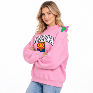 Sudadera de cuello alto para mujer Pook International, con parche bordado de la bandera del estado de Arizona, estilo casual y holgado. - Product Image 3