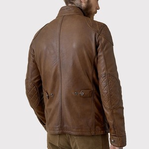 เสื้อแจ็คเก็ตหนังแกะสำหรับผู้ชาย สีวอลนัท - Product Image 2
