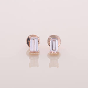 Emerald Cut Moissanite Diamond <b>Stud</b> Earrings 925 Sterling <b>Silver</b> Rose Gold Plated Solitaire Earrings For Women Fine Jewelry - Product Image 1