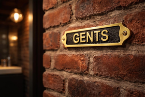 Brass Gents Restroom Door Sign Decorative Metal Toilet <b>Name</b> <b>Plate</b> Wall Mounted Washroom Plaque Hotel Office Bathroom Sign - Product Image 4