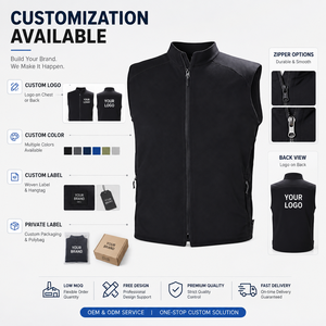 Winter Custom <b>Men's</b> Solid <b>Black</b> Polyester Softshell <b>Vest</b> Sleeveless Zip Front Outdoor Layering Waterproof Eco-Friendly - Product Image 2