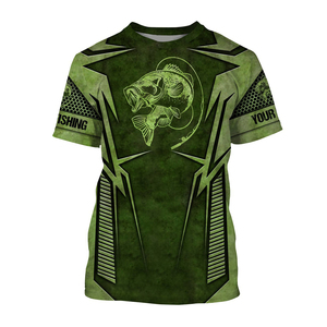 Camiseta de Pesca de Alto Rendimiento, 100% Poliéster, Transpirable, Cuello Redondo, Camisetas de Pesca para Hombre, Jersey de Pesca para Exteriores, Servicio OEM - Product Image 1