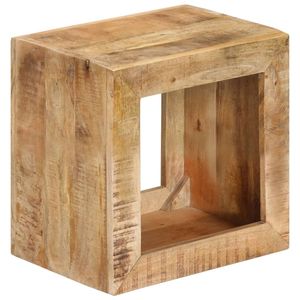 Tabouret et ottoman rectangulaires moyens en bois de manguier massif, couleur bois naturel - Product Image 1
