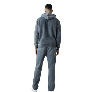 Chándales transpirables OEM de talla grande con patrón sólido de lavado ácido de invierno para hombre de 100% algodón ecológico de alta calidad precio barato - Product Image 3